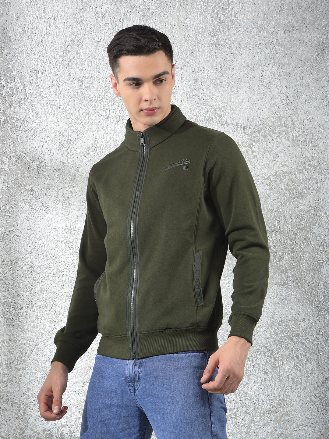 Numero Uno Men Solid Black Front Open Zipper Sweatshirt